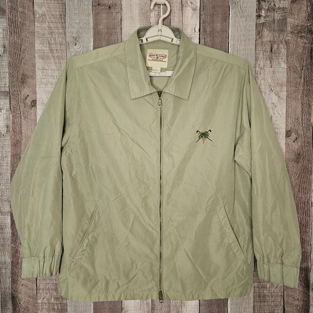 Boca Classic Original Clothing Golf Club Tan Embroidered Windbreaker Men's Large